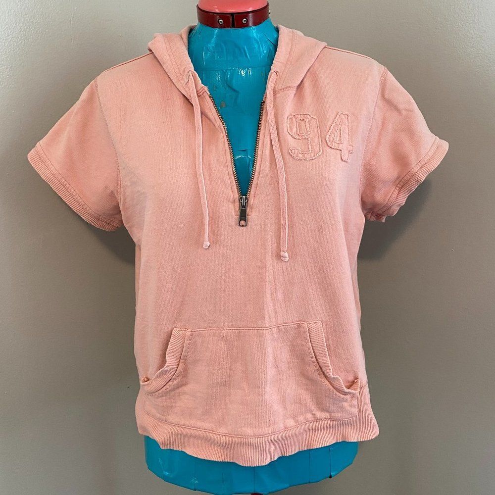 Old Navy 94 100% Cotton Short Sleeve 1/2 Zip up Hoodie Kids Size XL